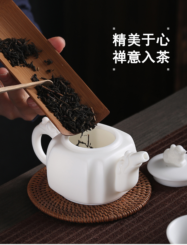 True cheng dehua white porcelain tea set household contracted high white porcelain teapot tea cups of a complete set of gift of kung fu