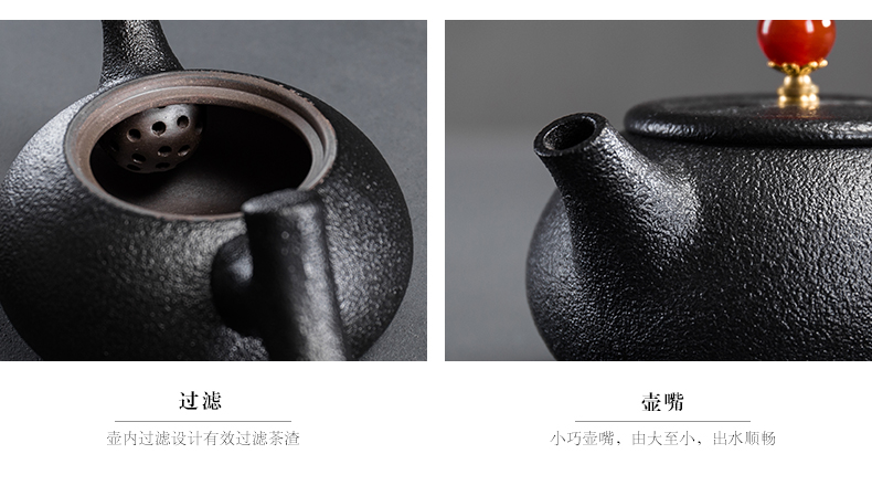 True sheng kung fu tea set suit of black ceramic teapot teacup restoring ancient ways of a complete set of Japanese coarse TaoChan tea tea