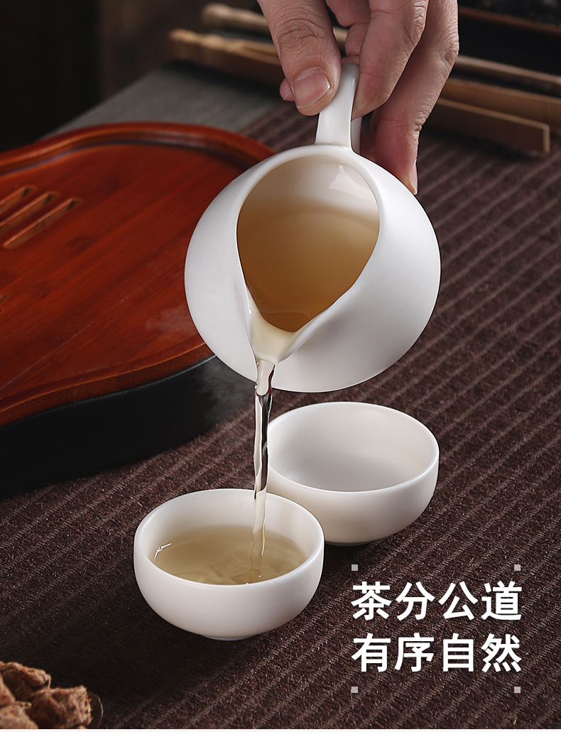 True cheng dehua lard white porcelain tureen tea set ceramic bowl suit household kung fu tea bowl three cups
