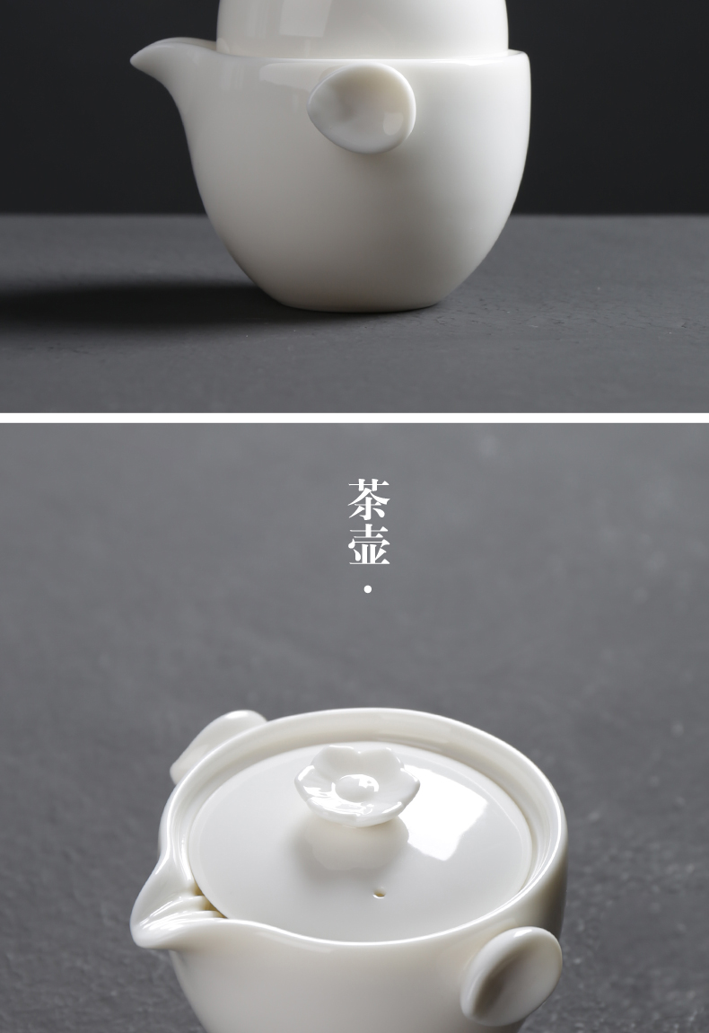 True travel sheng white porcelain tea set a pot of two cups of portable package crack cup teapot gift individual cups