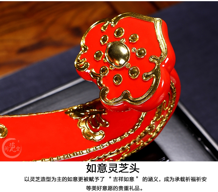 Really sheng min porcelain macro boutique the opened China red porcelain ceramic ruyi high - grade home furnishing articles version into the sitting room