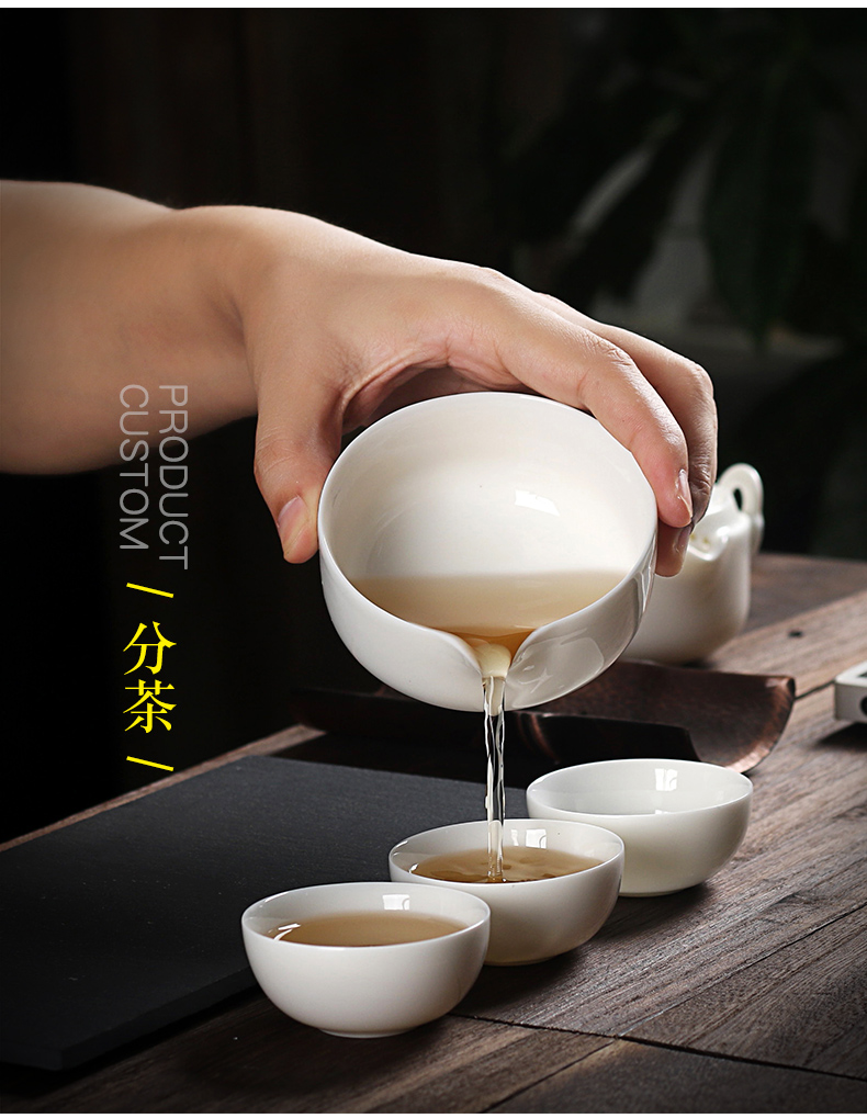 True sheng white porcelain crack a pot of three office travel packages kung fu tea set ceramic teapot tea cups