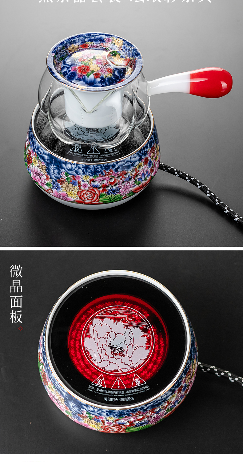 True sheng creative colored enamel tea set household whole kunfu tea boiled tea ware ceramic gift set temperature pot cup