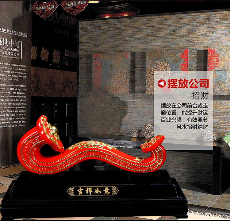 Really sheng min porcelain macro boutique the opened China red porcelain ceramic ruyi high - grade home furnishing articles version into the sitting room