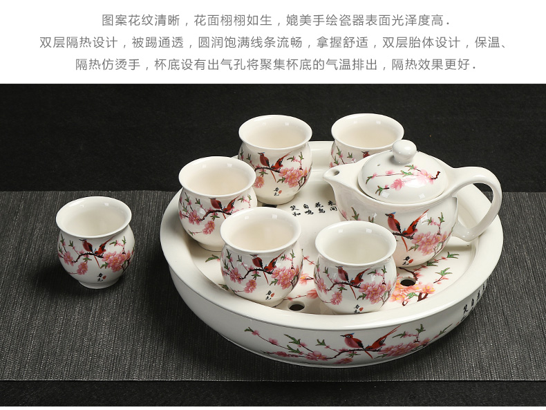 Really hold large heat insulation prevent hot double teapot teacup ceramic tea set a complete set of kung fu tea tray