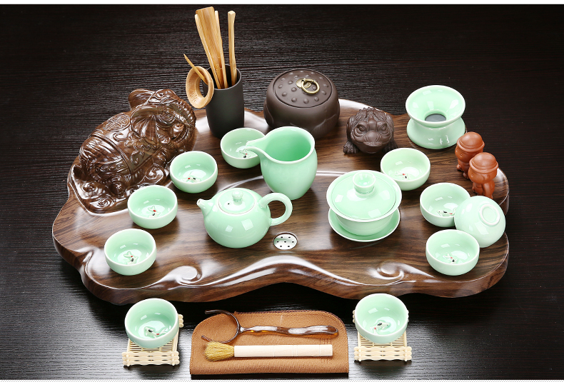 True sheng rosewood tea tray was set a complete set of kung fu tea set ceramic tea pot - calving cups domestic Chinese teapot