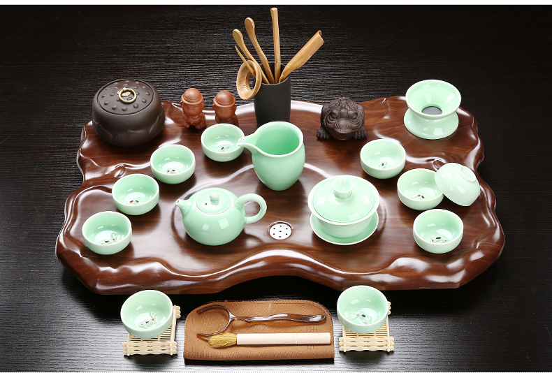 True sheng rosewood tea tray was set a complete set of kung fu tea set ceramic tea pot - calving cups domestic Chinese teapot