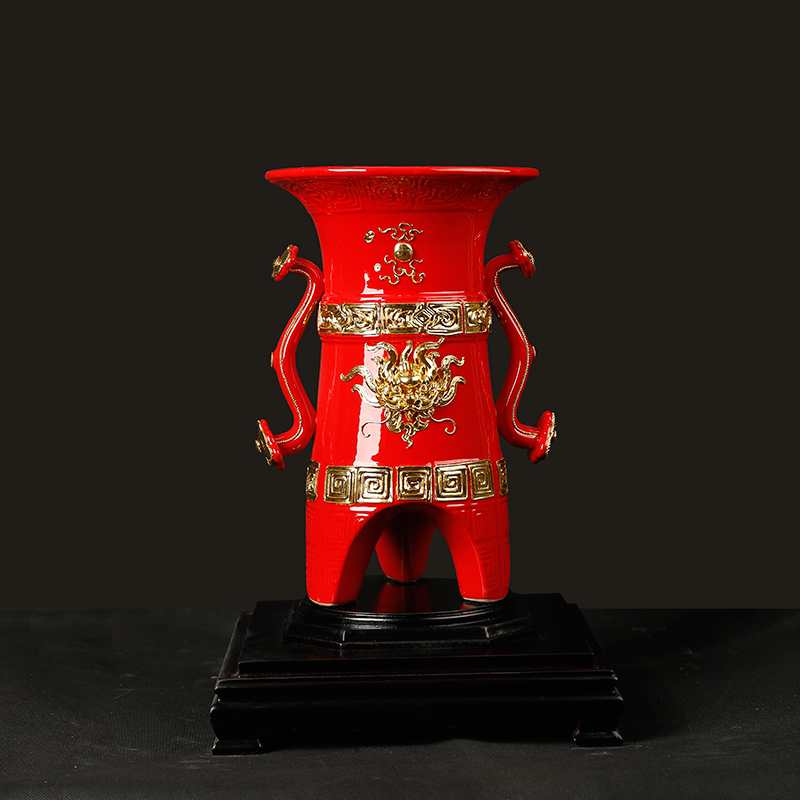 True goblets China red paint line carve longteng shengshi ruyi modelling feng shui furnishing articles rich ancient frame China office