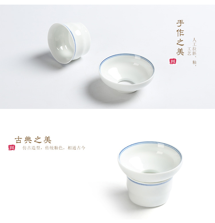 Really sheng hand - made xuan wen tureen tea gift box set a complete set of blue and white ceramic dual kung fu tea set