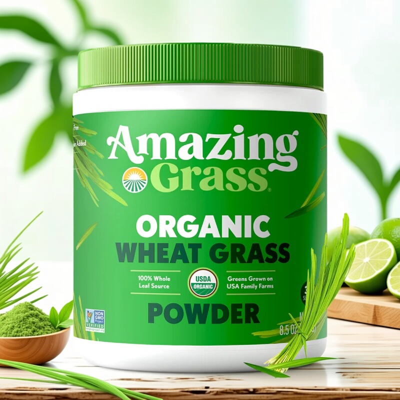 American Amazing Grass Wheat Grass Whole Leaf Wheat Grass Powder Green Juice Powder to Clear Body Alkalization and Digestion