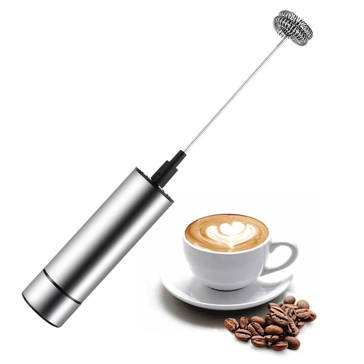 Bulletproof coffee electric handheld stirring bar double head stainless steel automatic milk brewer's milk tea simple blender