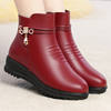 Brand Stock Genuine Leather Mother's Shoes, Cotton Shoes for Women, Autumn and Winter Boots, Soft-Soled Short Boots, Leather Shoes with Added Fleece for Warmth, Suitable for Middle-Aged and Elderly