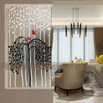 Boutique Art Glass Modern Minimalist Mobile Door Partition Screen Entrance Hymn Doors Decorative Aisle Shoe Cabinet Steelmaking Engraving