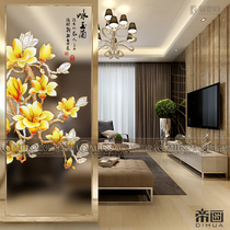 New Products Art Glass Living Room Partition Screen Entrance of the family Xuanguan mobile door steel Painted Decorative shoe cabinet decorated Yulan