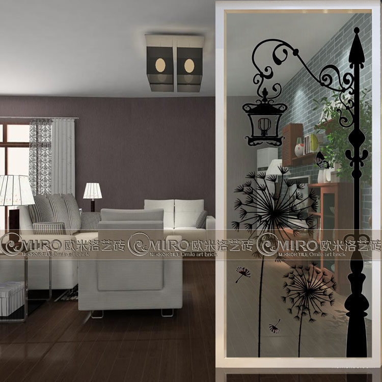 Art Glass Partition Screen Kitchen Makeup Room Moving Doors Steel-painted TV Background Wall Shoes Cabinet Wine Cabinet