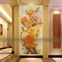 Boutique Art Glass Screen Partition Entrance Into The House Xuan Guan Aisle Sliding Door Background Wall Painted Engraving National Color Sky Incense