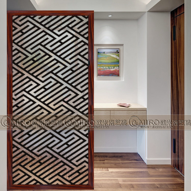 Boutique art glass living room partition screen background wall decoration Shoe cabinet sliding door Paint painted hollow lattice