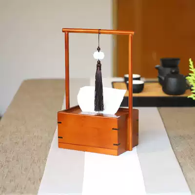 Solid Wood sanitary paper box creative household coffee table living room storage sanitary paper box new Chinese simple wooden tissue box ornaments