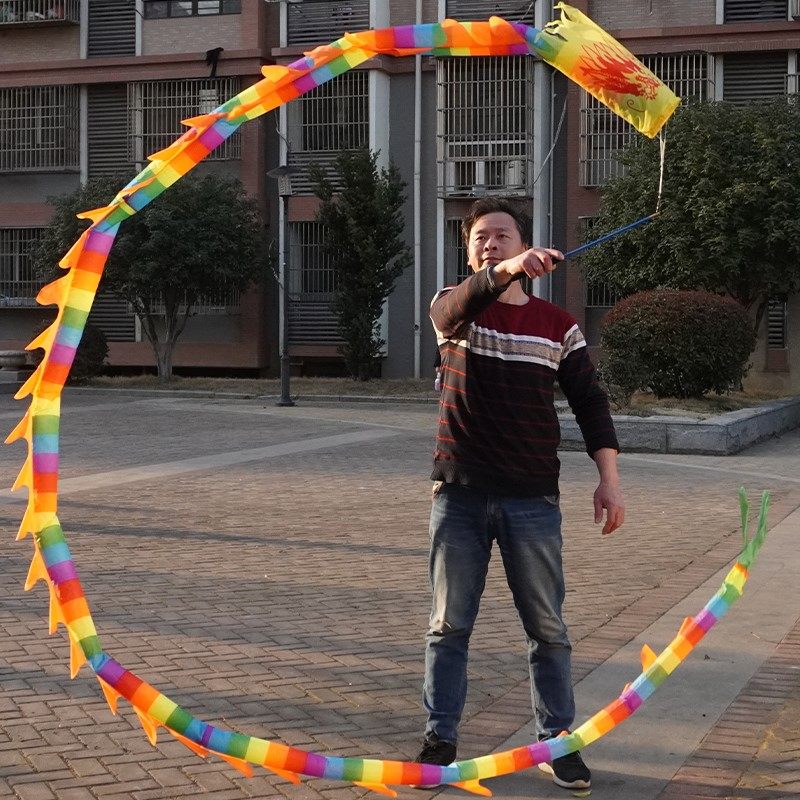 Throw Dragon Air Bamboo Color Dragon Children's Hand Dance Dragon Ribbon Dance Fitness Dragon With Props Juggling Dragon Kindergarten Square Dance Toy