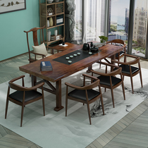 Tea table solid wood tea table chair combined home minimalist Gongfu tea Several new Chinese meditation Tea Table Big Plate Tea Table