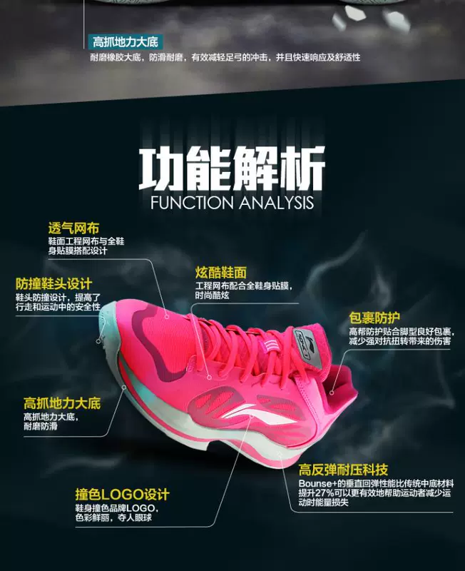 Giày bóng rổ Li Ning Sonic 3 giúp nam thấp Giày nam mùa thu 5 Sao hồng giày thể thao ABPK013
