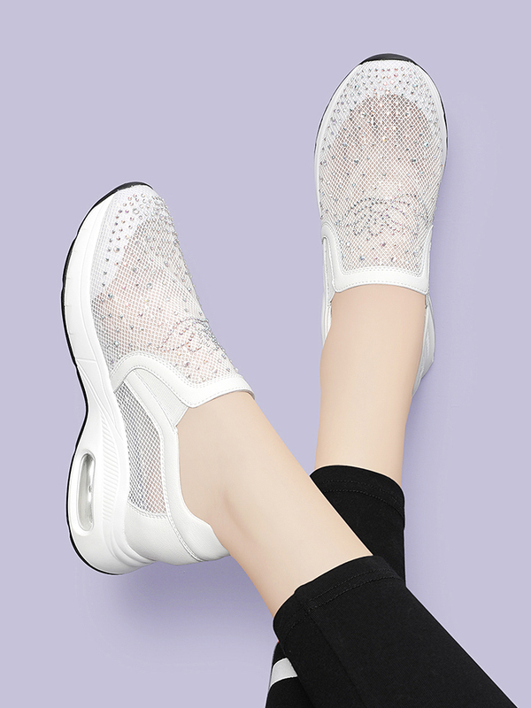 Genuine Leather White Shoes for Women 2026 Spring and Summer Mesh Middle-Aged Mom Soft Sole Ultra-Soft Summer Slip-On Shoes