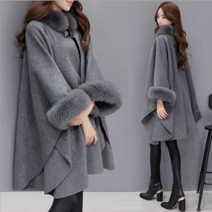 Elegant Winter phụ nữ Capes Faux Fur khăn lông cổ áo