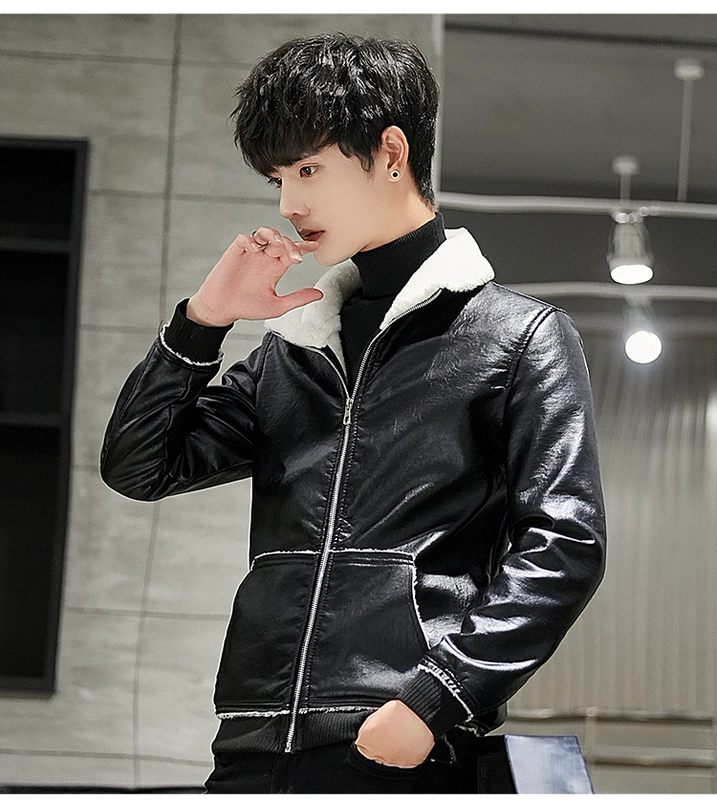 Playboy VIP 2018 thu đông nam áo khoác da dày Áo khoác da PU áo khoác nam xe máy thủy triều áo jacket nam