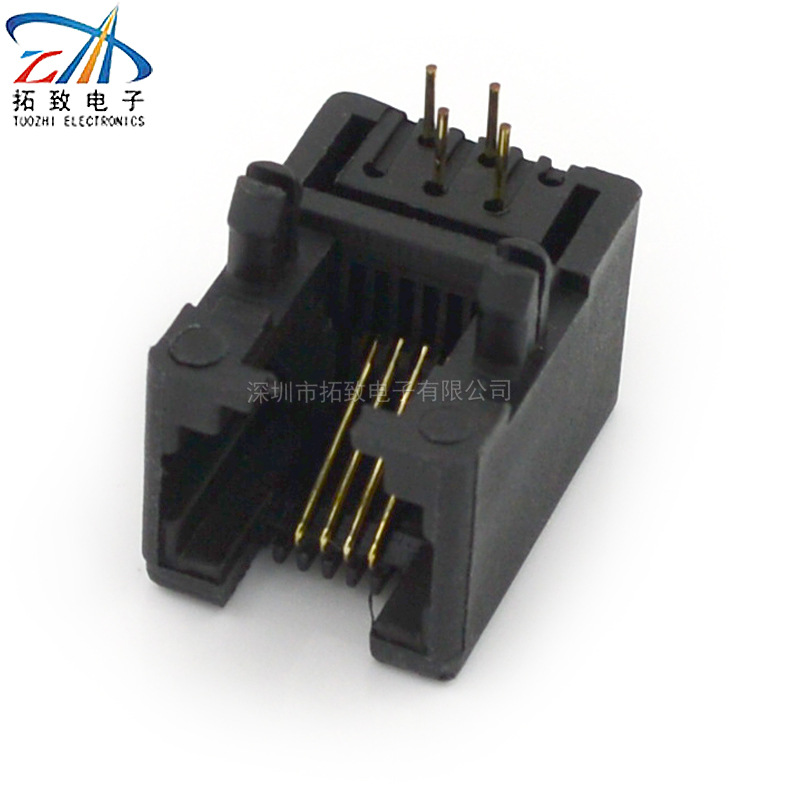 Telecom equipment socket Internet interface RJ11 Phone mother seat 95001-6p4c black plastic spot