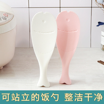 Japanese-style creative vertical rice spoon Non-toxic and safe non-stick rice shovel rice spoon High temperature resistant plastic spoon kitchen