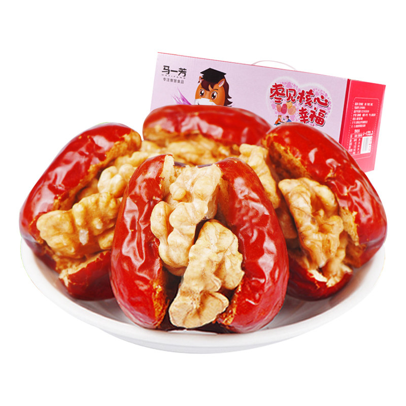 Mari Fang red date clip walnut 1500g years old stock gift box and field red date clip walnut walnut to hold fruit snack snack