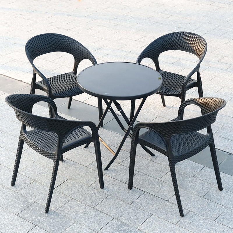 Outdoor Tables and Chairs Balcony Small Coffee Table Casual Simple Qiadan Round Table Open-air Courtyard Garden Outdoor Household Rattan Chairs