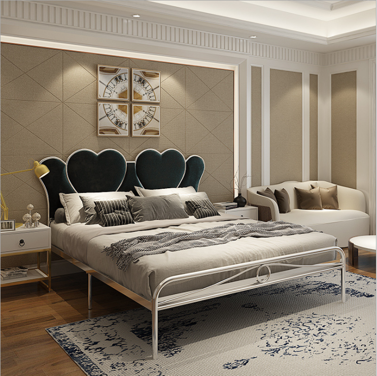 Pine Pleasant Beauty Iron Art Double Bed Modern Minima Nordic Light Extravaganza Master Bedroom 1 2 m Single 1 51 8m Bed Frame