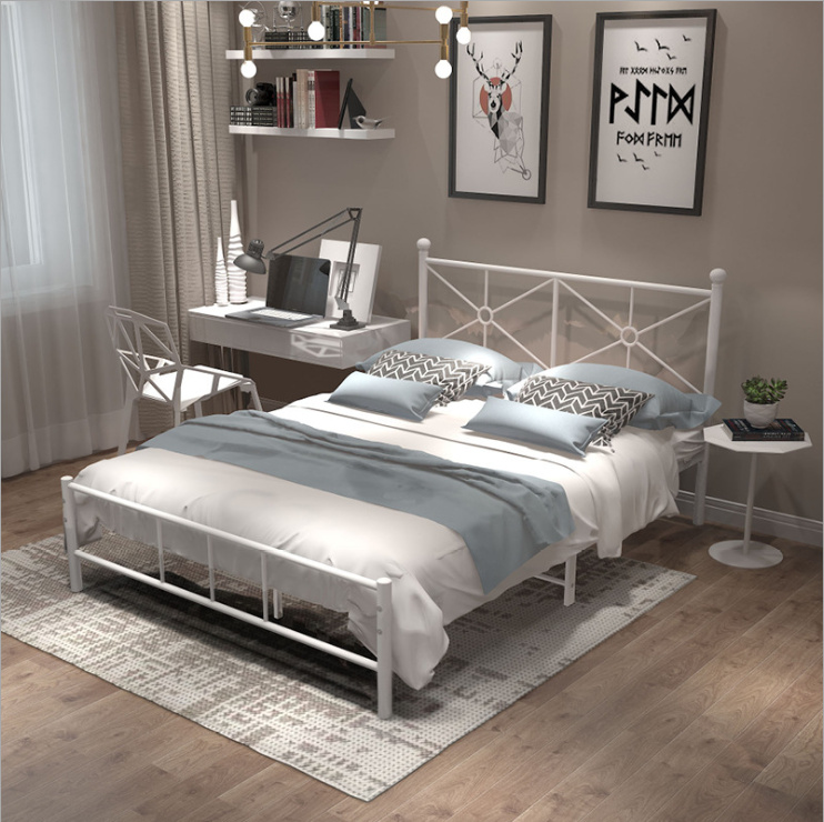 Iron Bed Double Bed 1 5 m Au Style Iron Art Bed Linen Bed Apartment Iron Frame Bed Rental Room Bed Modern Minimyo-Taobao
