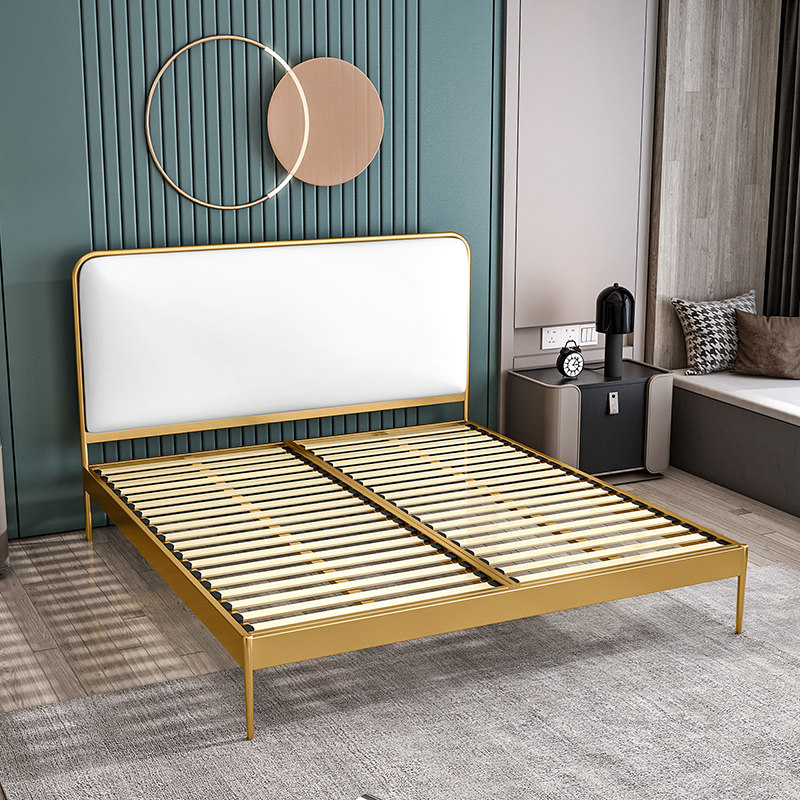 Thickened Iron Art Bed Brief Modern Double Bed Nordic Light Lavish Luxury Home Reinforcement Extremely Simple Stainless Steel Princess Bed