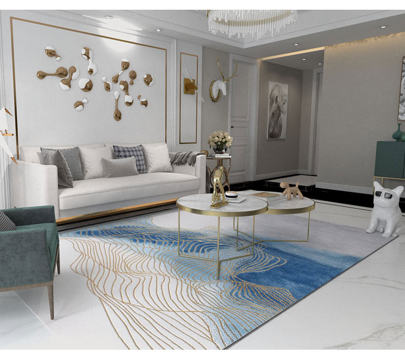 Fort Litu Modern American Light Luxury Thảm phòng khách Bàn cà phê Chăn Bắc Âu Đơn giản Mới Trung Quốc Phòng ngủ màu xanh Phòng mẫu - Thảm thảm simili