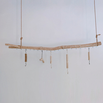 Natural peeled dry branches with hook hanging clothes rod original ecological hanging hanging tree stick wooden stick decorative clothing store hanger