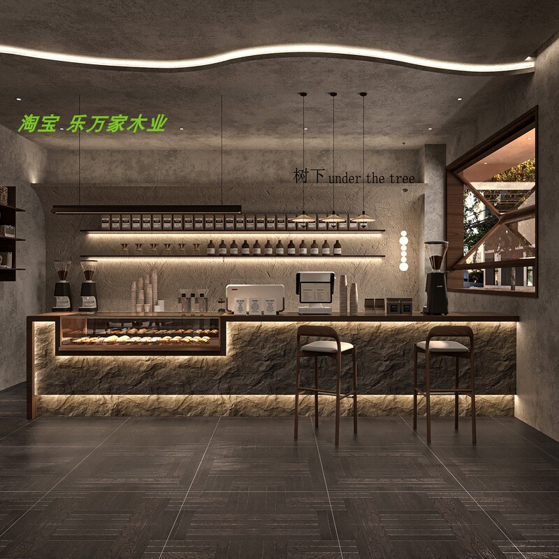 Wabi-Sabi Style Cafe Bar Counter, Dessert Bakery, Milk Tea Shop, Cash Register, Cultural Stone Bar, Front Desk Reception Desk Wabi-Sabi Style Cafe Bar Counter, Dessert Bakery, Milk Tea Shop, Cash Register, Cultural Stone Bar, Front Desk Reception Desk