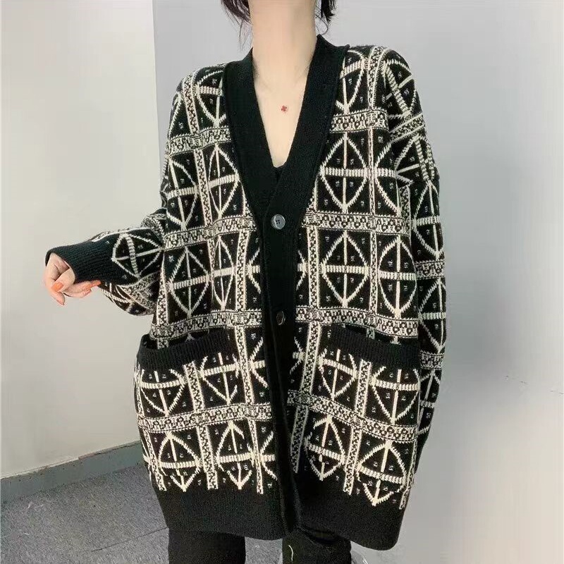 Casual Style Mid-Length 100% Pure Wool Cardigan for Women, Autumn and Winter Heavy-Duty Thickened Vintage Loose Knit Casual Coat Casual Style Mid-Length 100% Pure Wool Cardigan for Women, Autumn and Winter Heavy-Duty Thickened Vintage Loose Knit Casual Coat
