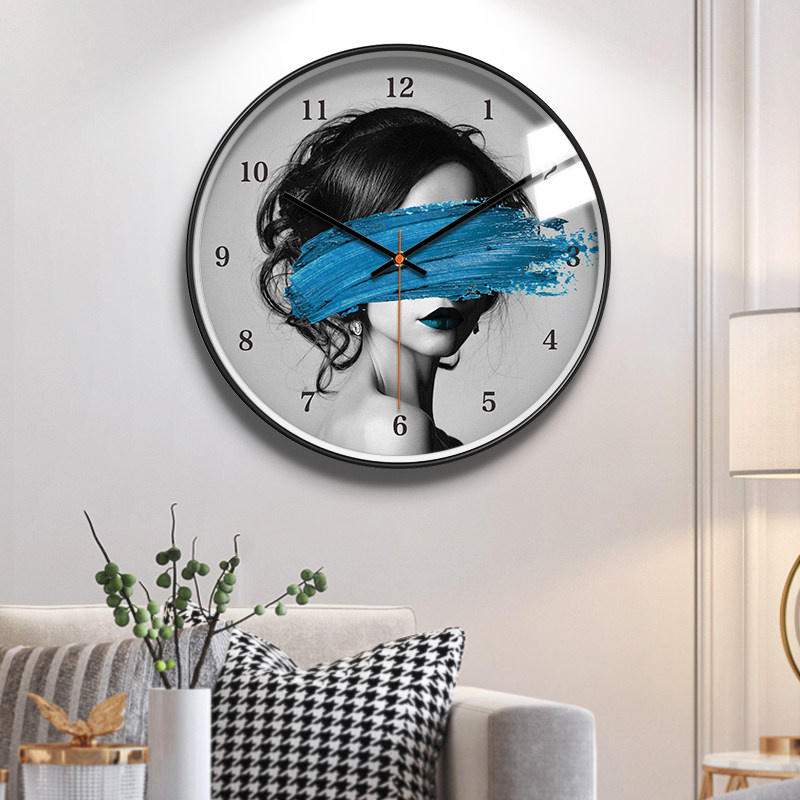 Nordic Clock Modern Light Lavish Living Room Watch Wall Watch Wall Home Mute Online Red Fashion Veil woman mute hanging clock
