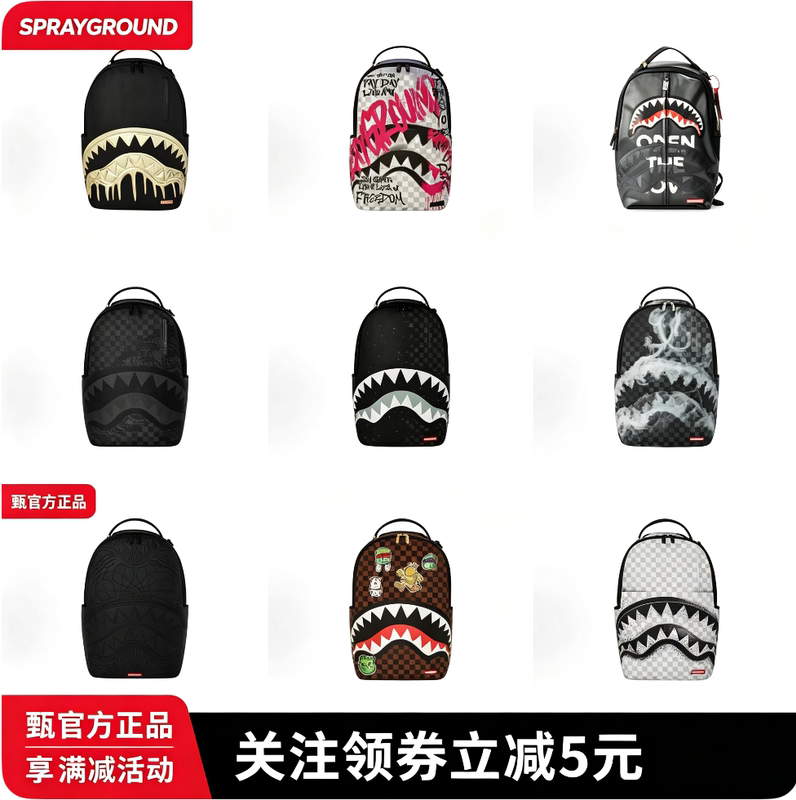 Sprayground Shark Mouth Authentic 2026 New Model Large Capacity Fashion Backpack for Men and Women