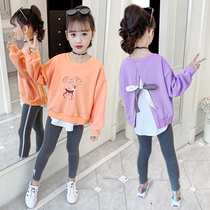 Girl set Spring and Autumn childrens clothing 2021 New Korean version of the childrens baby clothes leggings two-piece tide