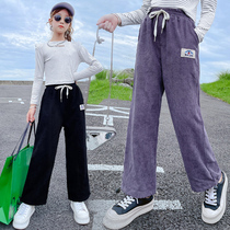 Girls Corduroy Pants Spring and Autumn Middle Children Girls foreign style loose wide leg pants Korean childrens casual pants tide