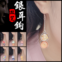 Leng Yan Mantra Wheel Sterling Silver S925 Earrings Double-Sided Earrings Hook Jewelry Fu Wisdom Great Compassion Mantra Manjushri Great Follow-up Look