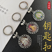 Amitabha Buddha double-sided keychain pendant Buddha statue Bodhisattva Guanyin Yellow Fortune God Peacock Ming Wang Medicine Buddha Green Tara