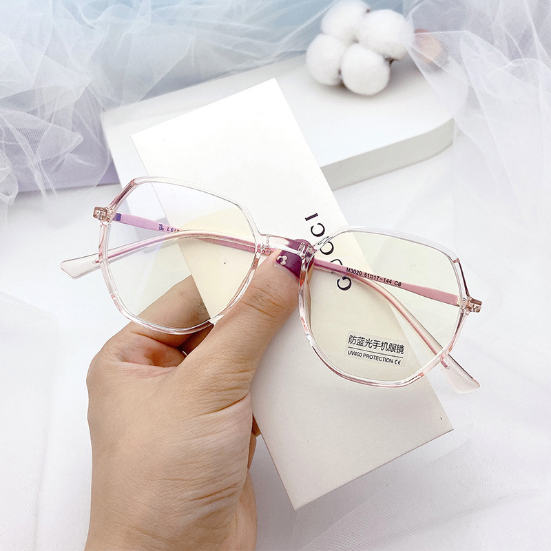 Anti-radiation and anti-blue light glasses women's net red style transparent myopia glasses frame plain face round face big frame eyes Korean version trendy