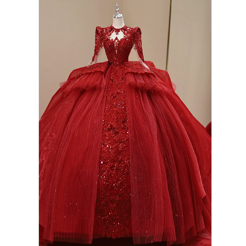 [USD 265.57] Red wedding dress 2023 bride palace highquality sentiment