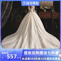 Wedding dress 2021 new bride main yarn senior sense Palace wind wedding wedding princess dream tailing heavy industry Winter