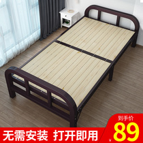 Fold-up single double 1m1 2 m home rental economy siesta bed simple iron hard bed