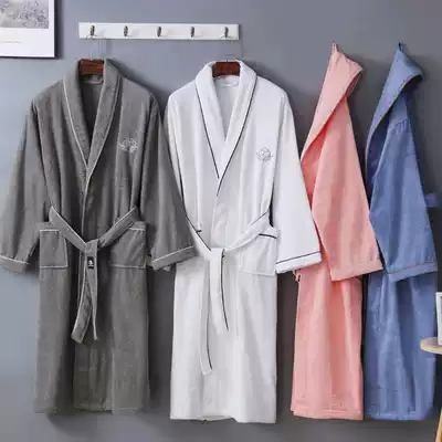 Cotton bathrobe thin female summer long version Hotel beauty salon couple male hooded Bathing Bathing Towel